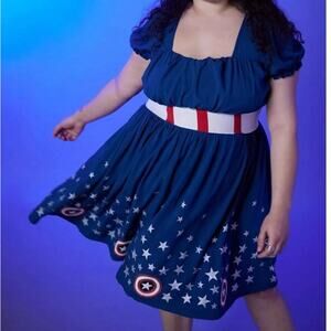 Her Universe x Marvel Captain America Retro Shield Dress Size XL Navy Blue
